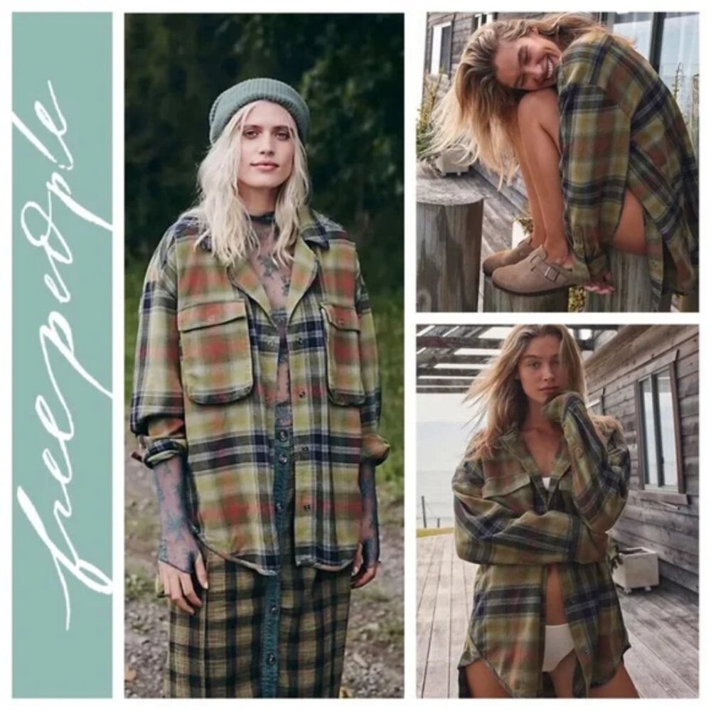 NWOT Free People We The Free Izzie Cargo Shirt Olive Combo - Picture 5 of 8